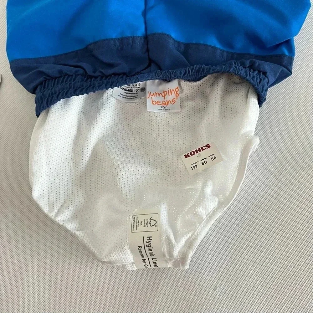 Jumping Beans Swim Trunks Shorts Baby Size 12 Months Blue And Teal Elastic Waist